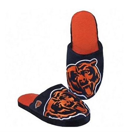 FOREVER COLLECTIBLES Forever Collectibles 8784905580-L Chicago Bears Big Logo Stripe Slipper; Large - 2 Piece 8784905580-L